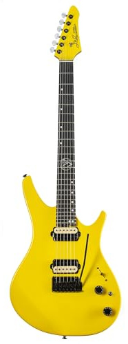 J & D DX-100E E-Gitarre, Canary Yellow, Ergonomischer Korpus, Roasted Maple Neck, JD Custom Humbucker, Stainless 2-Point Tremolo, Hochglanz Gelb