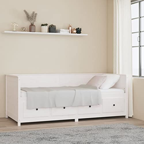 LAPOOH Tagesbett Weiß 80x200 cm Massivholz Kiefer, Schlafsofa, Daybed, Bettsofa, Sofa Bed, Sofabett, Schlafcouch, Jugendbett, Bettgestell, Bettcouch - 820907