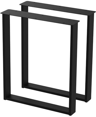 BK Styl 2 StückTischbeine aus Metall U-Form | Tischgestell aus 80x20mm Profilen | Tischkufen Tischfüße Möbelbeine für Schreibtische & Esstische I Stahl Pulverbeschichtet (615x720mm Black)