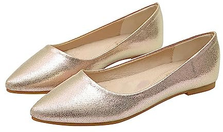 Hohle Stoffschuhe, Flache Damen-Einzelschuhe, atmungsaktive Mesh-Schuhe, rutschfeste Schuhe Damen Frühling Schuhe (Gold, 43)