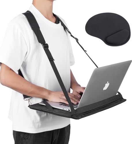 ALPHABET WONDERS Hands free laptop harness fits up to 17 laptop with adjustable straps and memory foam mouse pad included