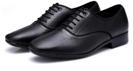 VEACAM Zapatos de Baile de salón de los Hombres, Cuero Tango Salsa Zapato Latino Zapatos de práctica de Baile Profesional