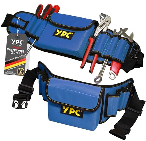 YPC ProBelt – Profi- Werkzeuggürtel mit großer Nageltasche, 7 Steckfächern und einer Hammerschlaufe, Werkzeugtasche leer, Werkzeug Gürteltasche, Handwerkergürtel