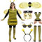 Firecos Bienenkostüm Damen Hummel Kostüm Tier Cosplay mit Flügeln Antenne Stirnband Sonnenbrille Handschuhe Socken für Karneval Party (Biene mit Aufkleber, L40-42)