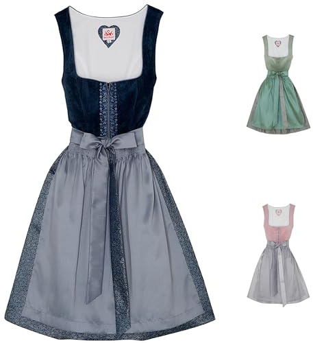 Spieth & Wensky Dirndl Demo Midi-Dirndl Kleid 2-teiliges Trachtenkleid Farben: Dunkelblau, Größe: 42/XL
