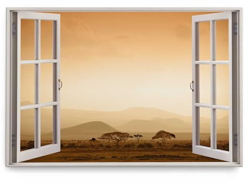 Paul Sinus Wandbild 120x80cm Fensterbild Afrikanische Landschaft Natur Horizont Berge