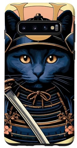 Hülle für Galaxy S10 Samurai Warrior Cat Japaner Sonnenuntergang Katzenliebhaber