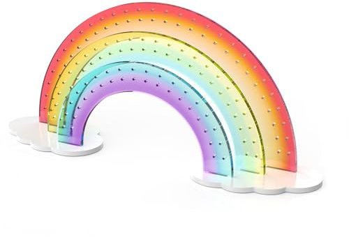 NiHome Rainbow Acrylic Earring Holder for Home, Office, Vanity - Lightweight Multicolored Layered Display with 140 Holes for Up to 70 Pairs, Durable Resistant to Fading & Deformation (Gradient)
