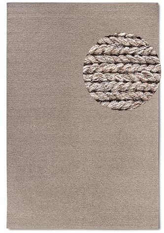 Villeroy & Boch Wollteppich Francois - Natur Wohnzimmerteppich - Handgewebt & Natürlich - Boho Teppich Wolle für Wohnzimmer, Schlafzimmer, Esszimmer, Flur, Küche – Linen, 60x90cm