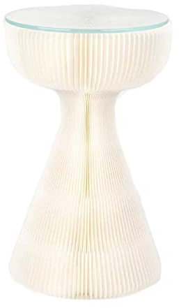 Couchtisch Wohnzimmertisch Klappbarer Beistelltisch, 33 x 53 cm, runder Beistelltisch, kleiner Akzenttisch, Bistro-Couchtisch mit Glastischplatte for Terrasse, Wohnzimmer, Veranda, Balkon, Hinterhof,