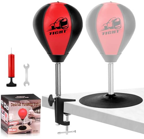JUOIFIP Boxsack für den Schreibtisch, Punchingball Tisch mit Superstarkem Saugnapf und Tischklemme für Bürotisch und Theke, Lustiges Geschenk für Freunde oder Kollegen