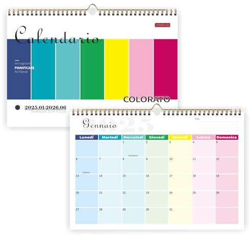 Saiwiimody Calendario 2025 2026 da Muro Luglio 2025 Dicembre 2026 Colorato Calendario da Tavolo Italiano Planner Mensile Con le Vacanze Calendario da Parete Organizzatore di Famiglia Ufficio