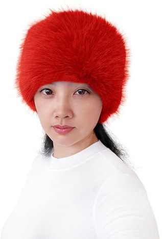 Lina & Lily Women's Winter Headband Head Ear Warmer Long Pile Faux Fur (Red)