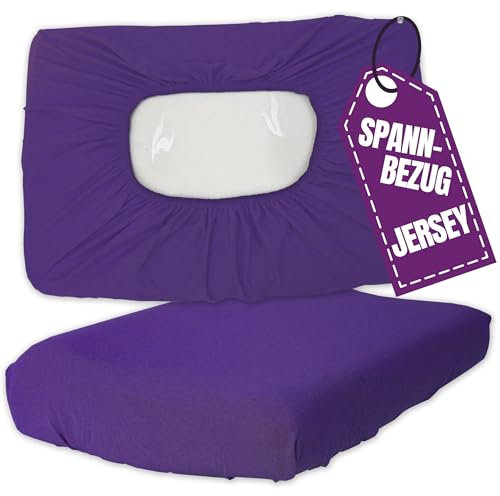Jersey Nackenkissen Bezug 30x50 cm Lila - Kissen Spannbezug Elastisch - Baumwolle Kissenbezug für Gesundheitskissen und Nackenstützkissen