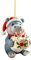 Weihnachtsdeko Nilpferd hält Kuchen Acryl Weihnachtsschmuck Anhänger Doppeldruck Hängend Weihnachtsbaum Deko Anhänger Weihnachtsbaumschmuck Auto Dekoration Anhänger
