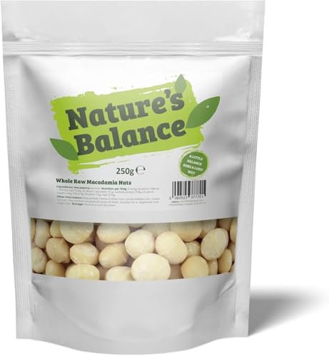 Natures Balance Macadamia Nuts 250g - Whole Raw Unsalted Nut | High Protein Snack Food | Vegan Snacks