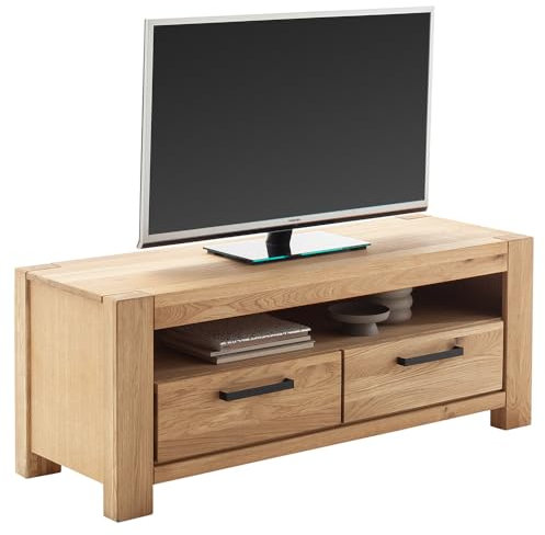 Lowboard Fernsehschrank 130 cm breit, Wildeiche teilmassiv geölt, Massivholz/Echtholz/Furnier