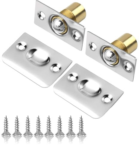 Push to Open Door Catches, 2Pcs Door Latch Closer Roller Catch Kitchen Plinth Clips for Doors Cupboards Cabinets and Wardrobes Including Fixing Screw