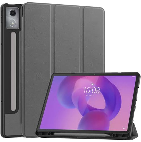 Vakarey pour Lenovo Idea Tab Pro Coque avec Portestylo,Ultra Mince Intelligent Housse Étui pour Lenovo Tab Pro 12.7 Pouces 2025, Gris