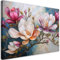 Feeby Leinwandbilder - Deko Bilder - Magnolien Bunte Blumen Marmor - Canvas 120x80 cm XXL 1tlg- Wandbilder Schlafzimmer - Aesthetic Room Decor - Modern Wanddeko - Bild auf Leinwand - Fertig Gespannd