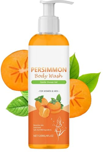 Gel Douche Japonais au Tanin de Kaki et Essence de menthe, Faible Acidité, Gel Douche Rajeunissant Hydratant Frais, Gel douche blanchissant pour le corps, Gel douche Nourrissant