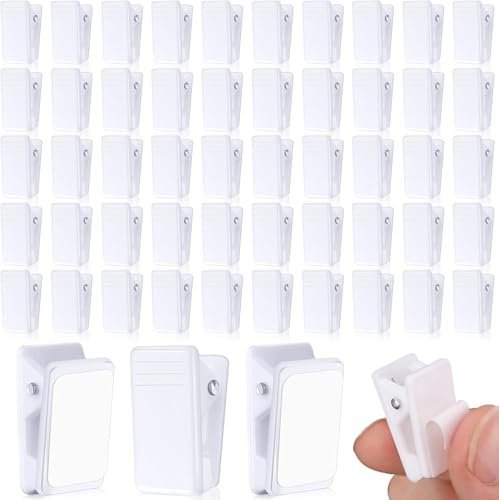 40 Pièces Pince Plastique Fournitures de Bureau Ventouse Pince Autocollants Ventouse Pince Autocollante Pince Rideau Pince Bureau Pince Adhesive pour Affiches,Papier,Bureau à Domicile (blanc)