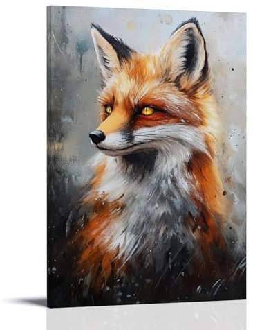 Ölgemälde-Poster, magischer Fuchs mit leuchtenden Augen, Wandkunst, Wandbild, moderne Dekoration, hängendes Kunstposter, 30 x 45 cm