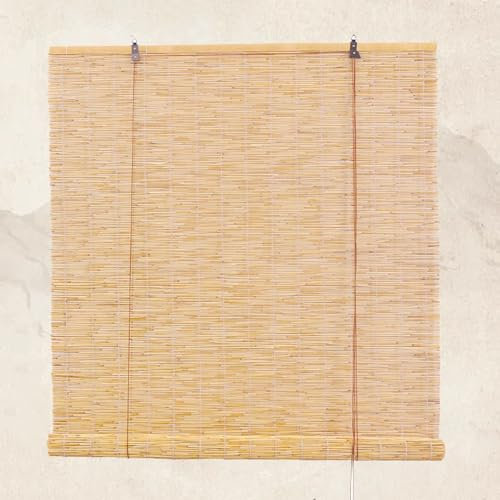 Geovne Store Enrouleur Bambou Rétro,Store Bateau en Bambou Naturel,Rideau de Roseau Tissés à la Main,Store Venitien Bois Respirants Intérieurs/Extérieurs,avec Accessoires (80x180cm/31x71in)