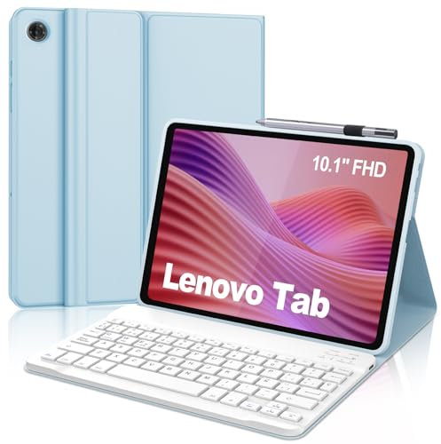 SENGBIRCH Funda con Teclado para Lenovo Tab 10.1 2025, Español Ñ Slim Teclado, Bluetooth Magnético Desmontable Keyboard para Lenovo Tab 10.1 Pulgada 2025 TB-311FU, Azul