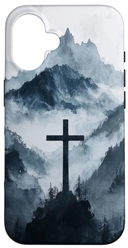Christliches Kreuz Berg Natur Aquarell Jesus Glaube Gott Hülle für iPhone 16