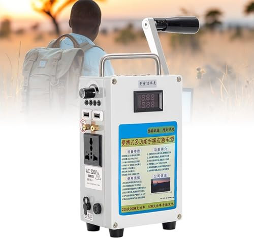 LADECNERHT Generador Manual de Emergencia, Generador Doméstico para Emergencias, Camping Y Cortes de Energía Repentinos con función de Encendido y Luces de Emergencia.
