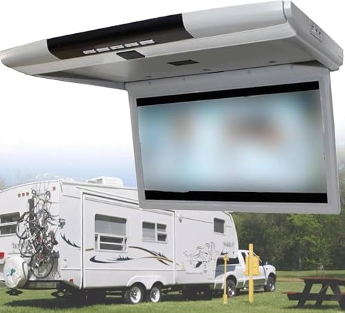 YANGYMM Monitor da Tetto Ribaltabile per Auto, Lettore Video 1080P da Tetto, Schermo TFT Digitale Ultrasottile da 17,3 Pollici 16:9, Monitor HDMI, Porta USB SD, IR e FM,Grey