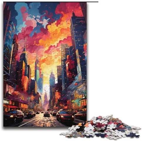1000 teiliges Gemälde Neon Puzzle New York Times Square für Kinder Papierpuzzle Heimkunstdekor 1000 Teile (38 x 26 cm)