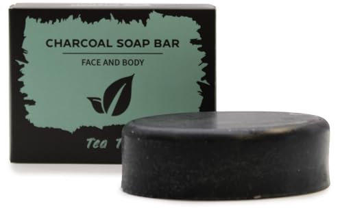 Handmade Activated Charcoal Soap Bar – 85g – Vegan, Natural, SLS-Free – Face & Body (Tea Tree)