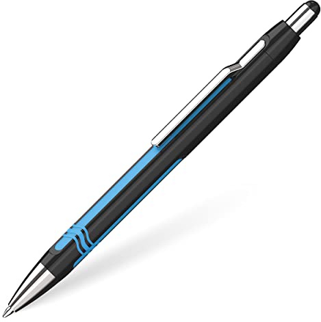 Schneider 73861 Epsilon Druckkugelschreiber (Strichstärke XB, Schreibfarbe: blau, dokumentenechte Mine) schwarz-cyan
