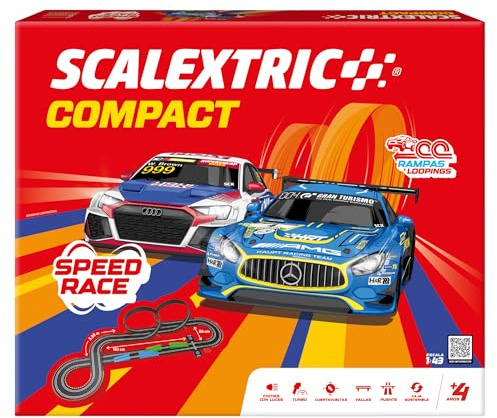SCALEXTRIC - Compact Circuit - Komplette Rennstrecke - 2 Autos enthalten - Maßstab 1:43 (Circuito Compact Speed Race)