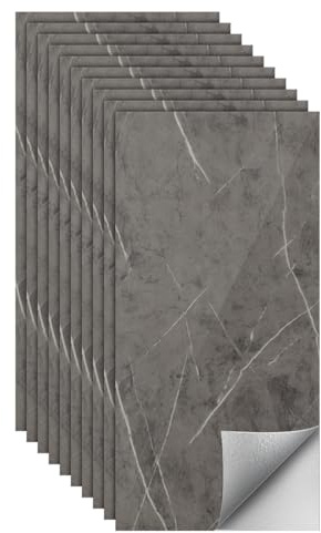 Eikuavons Wall Panels 60 * 30 cm,Self-Adhesive Marble Tiles, Pack of 20,PVC Wall Cladding,wall decoration,Kitchen Wall Decoration, Bedroom, Living Room, Bathroom,Blitzgrau