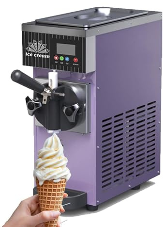 GDBTDL Soft Serve Ice Cream Machine for Home and Business, Countertop Frozen Yogurt Maker with 4–5 Kg/H Capacity, LCD Panel, Precooling Function, Automatic Cleaning, Single Flavor Soft Serve