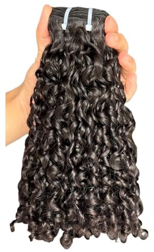 12A Double Weft Pixie Bouncy Curly Human Hair 1 Bundle Burmese Unprocessed Brazilian Raw Virgin Hair Quick Weave Extensions Natural Color Hair Extensions(16 Inch)