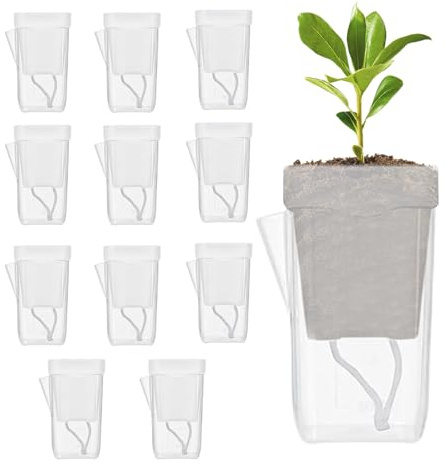 Generisch 12 Pack Self Watering Pots Small 9.5cm - Semi Transparent Hydroponic with Wick | Nursery Pots for Seedlings Cuttings African Violet | Indoor Plant Wicking Watering System