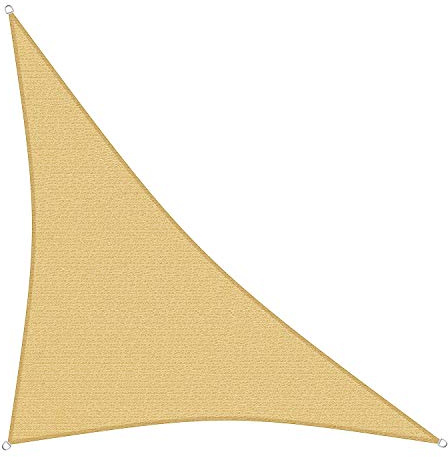 sunprotect 83490 Professional Sonnensegel, 7 x 7 x 9,9 m, 90° Grad Dreieck, Wind- & wasserdurchlässig, beige