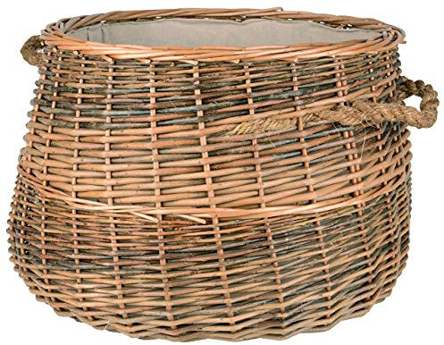 Holzkorb aus Weide Feuerholzkorb für Kaminholz, Wäschekorb oder Dekoration Durchmesser 50cm