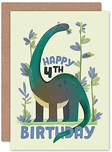 Wee Blue Coo Dinosaurier Apatosaurus Alter 4 Jahre Karte zum 4. Geburtstag Geburtstagskarte