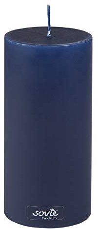 Sovie CANDLES Stumpenkerze | Hochzeit Taufe Kommunion Blockkerze | 1 Flachkopfkerze in Dunkelblau (Ø70mm x 150mm)
