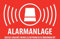 Print&Bind Center 10x Alarmgesichert, Alarmanlage, Videoüberwachung, Aufkleber 7x5cm, PVC Folienaufkleber, Indoor/Outdoor, Rot