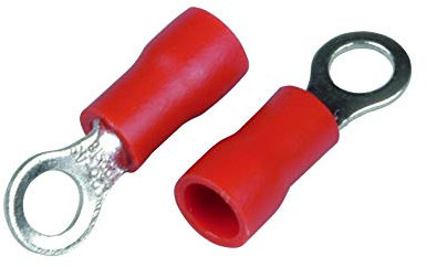 Cartrend 20 Stück Ring-Kabelschuhe,Kabelschuh Ring M4 rot für Kabel 0,5-1,5mm²