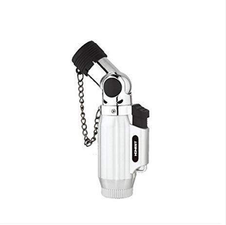 Gmjay Souffler La Flamme Butane Cuisine Quatre Becs Coupe Vent Briquet Réglable Flamme Rechargeable Recharge de Chalumeau Utilisation Briquet pour Barbecue en Plein Air Cigarette,Silver