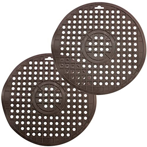 COM-FOUR® 2x Revestimiento del fregadero - Alfombra redonda para el fregadero - Protector fregadero para la cocina - Cubre fregadero de goma (2 piezas - marrón)