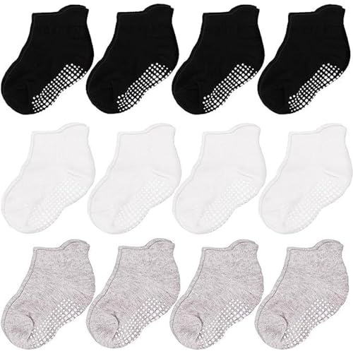CozyWay Baby Non Slip Socks Baby Socks Toddler Socks With Grips Ankle for Infants Kids Little Girls Boys 0-6 Months