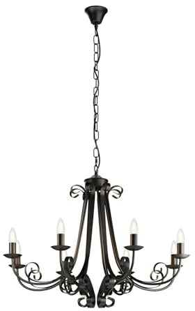 Lindby Kronleuchter Scaleria (Retro, Vintage Antik) in Braun aus Metall (8 flammig E14) - Pendelleuchte Hängelampe Lüster Lampe Deckenleuchte Deckenlampe Wohnzimmerleuchte